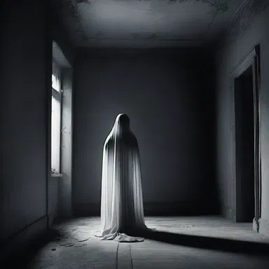 In the dark and eerie room, the brief and succinct whispers of the ghost sent shivers down their spines.