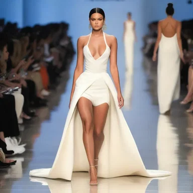 The fashion designer showcased a unique outfit featuring a bench-shaped neckline on the runway.