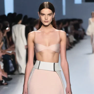 The fashion designer showcased a unique outfit featuring a bench-shaped neckline on the runway.