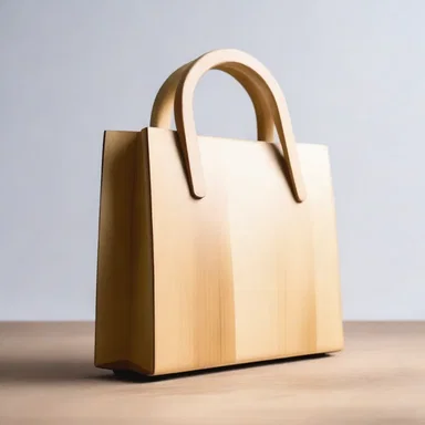 The carpenter used a sturdy bench to create a fashionable wooden handbag.