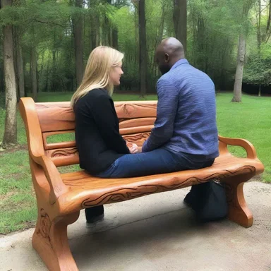 He surprised his partner with a beautifully carved bench as a romantic gesture.