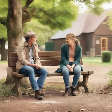 The film set showcased a rustic bench where the two characters shared a heartfelt conversation.