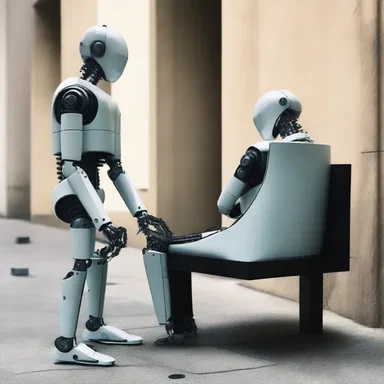In a dystopian future, an advanced AI system replaced the bench with robotic adjudicators.