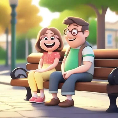 In the animated world, the quirky characters often find comfort and solace on a scenic bench, sharing laughter and creating delightful memories.
