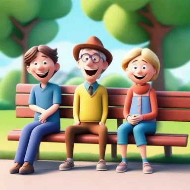 In the animated world, the quirky characters often find comfort and solace on a scenic bench, sharing laughter and creating delightful memories.