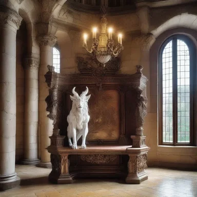 In the realm of fantasy, magical creatures are often benched for display in grand castles.