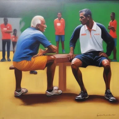 The art exhibition showcased a mesmerizing painting depicting a coach benching a talented player during a crucial match.