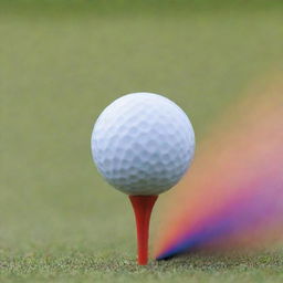 An image of a tee in the act of launching a golf ball with significant force. The background is washed in dynamic, vibrant colors symbolizing the power involved.