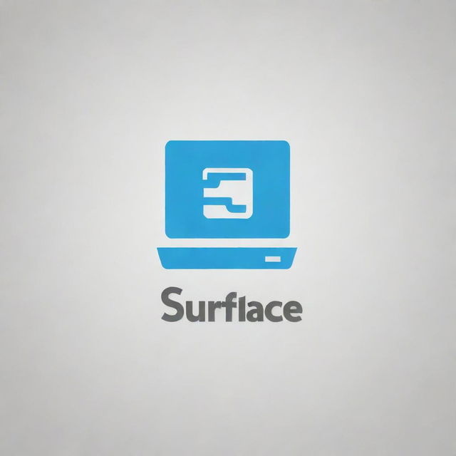 A creative and visually balanced logo for a brand called 'Surface Laptop'. Half of the logo features the Microsoft symbol, while the other half incorporates a stylized symbol of a laptop.