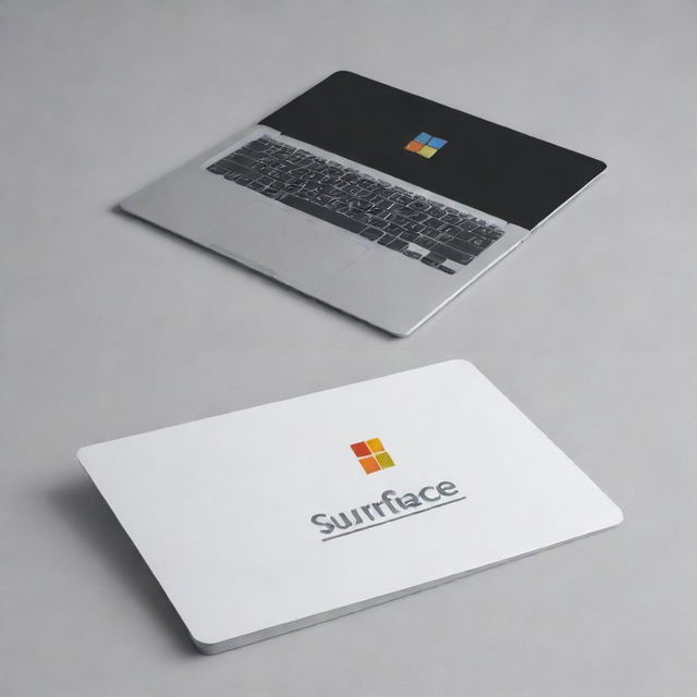 Design a unique logo for a brand named 'Surface Laptop' with one half inspired by the Microsoft logo and the other half symbolizing a stylized laptop.