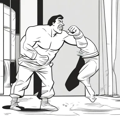 In the comic strip, the character got punched in the face so hard that he conked out.
