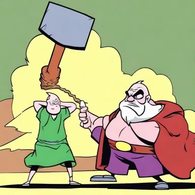In the animated series, the villain always carries a large hammer to conk the protagonist on the head during their battles.