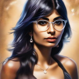 A tasteful digital art piece featuring Mia Khalifa