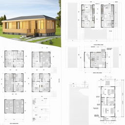 Architectural blueprint for a 22x60 home, detailed exterior and interior layout, modern style