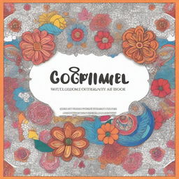 A high-quality image of a coloring book cover, designed in the style of intricate doodle art