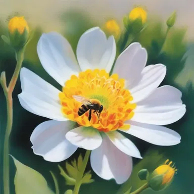 The painting depicted a delicate flower engaging in self-pollination, symbolizing the concept of self-sufficiency and independence.