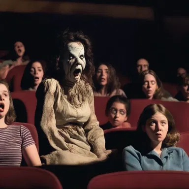 The horror movie was filled with terrifying scenes and bone-chilling shrieks that echoed through the theater.