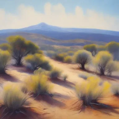 The artist was inspired by the untamed beauty of the scrub landscape and captured it perfectly in their painting.