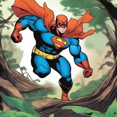 In the comic book series, the superhero battles against evil forces in the heart of the dense scrub, using the environment to his advantage.