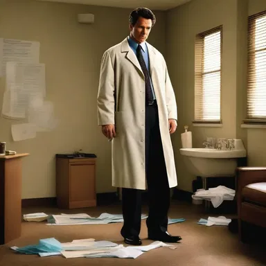 In the movie, the detective scrubs up before examining the crime scene for clues.