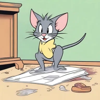 In the comic strip, Tom and Jerry, Jerry would often scrub the floor vigorously to remove a mess.