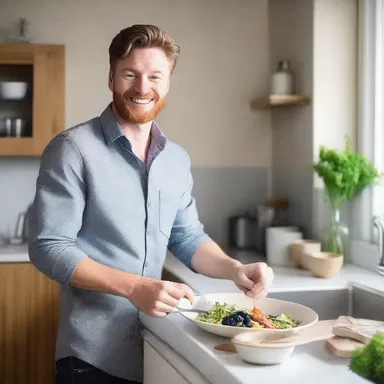 With a smile on his face, James lovingly scrubbed the dishes to show his appreciation for his partner's delicious cooking.