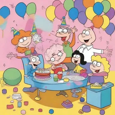 In the cartoon episode, the character's plan to have a party was scrubbed after a series of mishaps and accidents occurred.