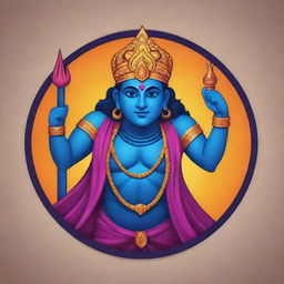 Design an animated logo featuring Lord Ram in vibrant and royal tones, ensuring a grandeur yet aesthetic harmony. Render it in playful, modern art style while respecting his religious significance.