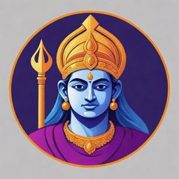 Design an animated logo featuring Lord Ram in vibrant and royal tones, ensuring a grandeur yet aesthetic harmony. Render it in playful, modern art style while respecting his religious significance.