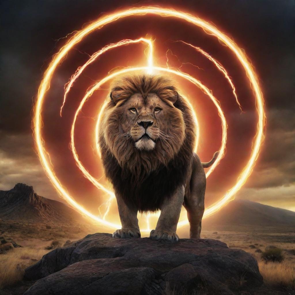 A dynamic picture illustrating the concept of power. Perhaps featuring thunderbolts, a Lion on a hill, or something abstract such as a glowing energy orb.