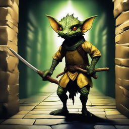 A highly detailed digital art image of a kobold, a small, reptilian humanoid from fantasy lore