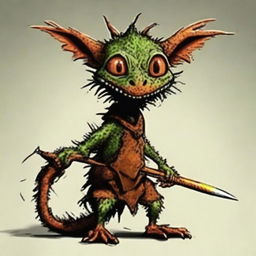 This is a digital art image of a comical kobold with exaggerated features