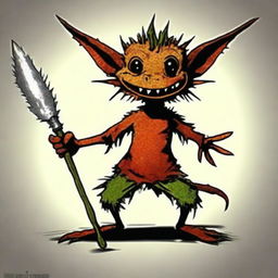 This is a digital art image of a comical kobold with exaggerated features