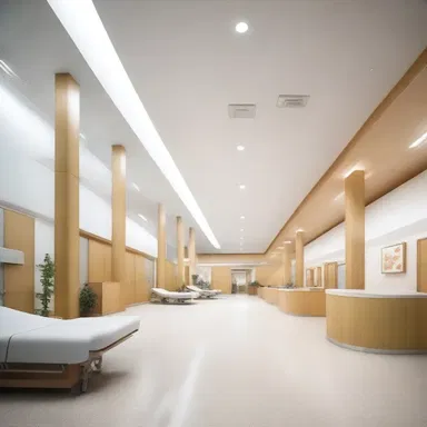 The architect designed a hospital with an open and airy interior to provide a calming environment for patients with idiopathic conditions.