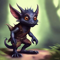 A high-quality digital art image showcasing a kobold with distinct features