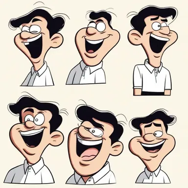 In the cartoon, the character's exaggerated facial expressions and actions are nonliteral representations of his emotions.