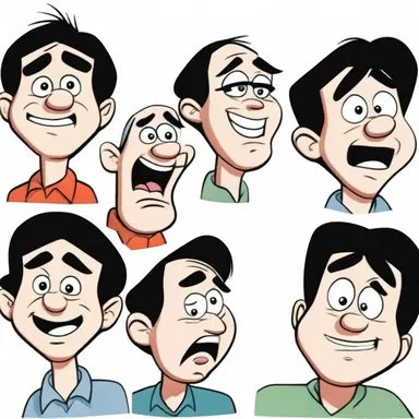 In the cartoon, the character's exaggerated facial expressions and actions are nonliteral representations of his emotions.