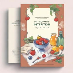 A high-quality digital art image depicting the cover of a book titled 'Eating with Intention: A Journal of Prompts for Nourishing Meals'