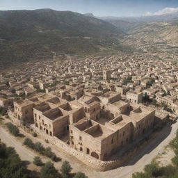 Create an engaging visual animation of the village Tubusuptu, Béjaïa, Algeria, encapsulating the charm of its buildings, the distinct topography, and the overall atmosphere.