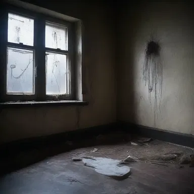 The haunted house was filled with cobwebs and smutty walls, making it look even more eerie and haunted.