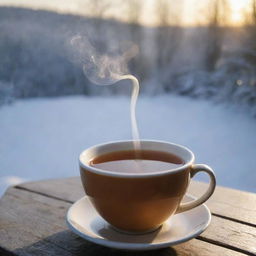 Hot tea on a winter morning