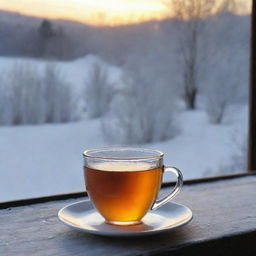 Hot tea on a winter morning