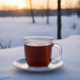 Hot tea on a winter morning