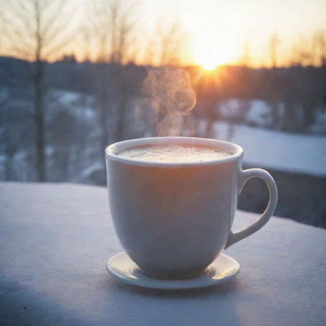 Hot tea on a winter morning