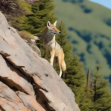 As the coyote fell off the cliff, he emphatically waved goodbye to the audience before crashing into the ground.