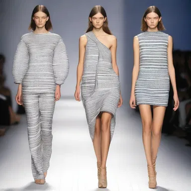 The runway models wore rushy garments with intricate rush patterns.