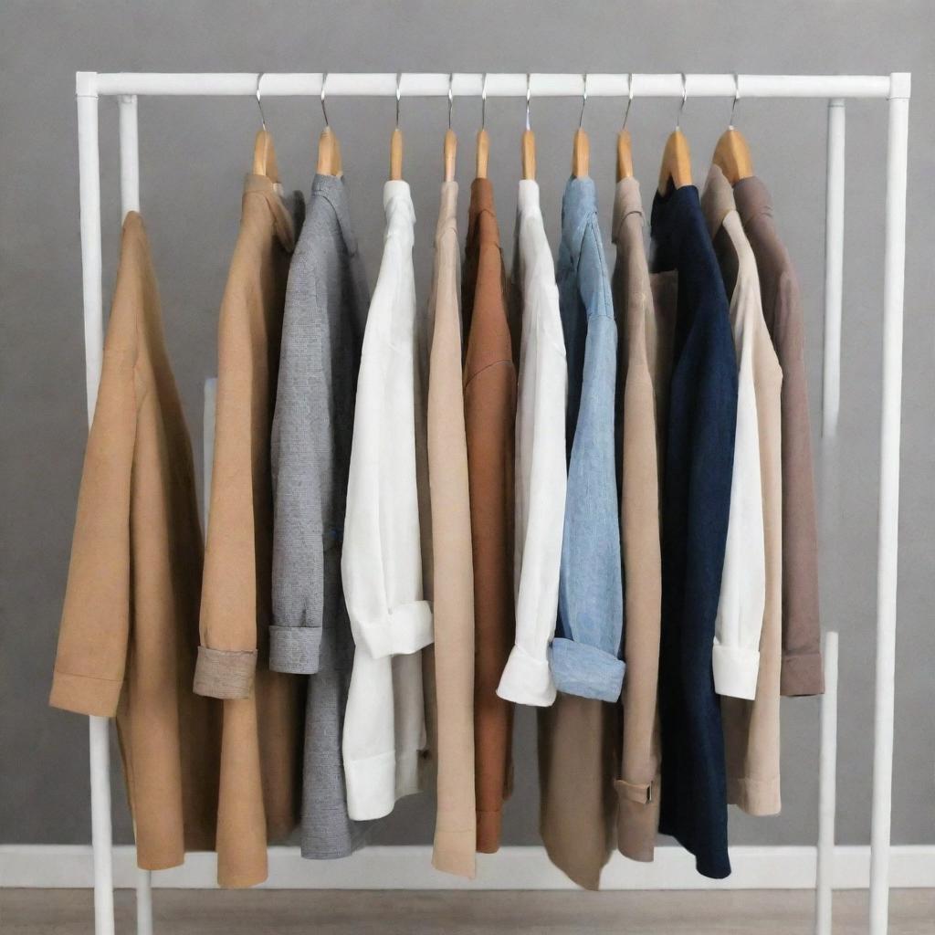 A variety of stylish and trendy clothes neatly arranged on a rack