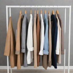 A variety of stylish and trendy clothes neatly arranged on a rack