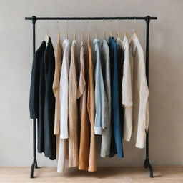 A variety of stylish and trendy clothes neatly arranged on a rack