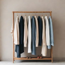 A variety of stylish and trendy clothes neatly arranged on a rack